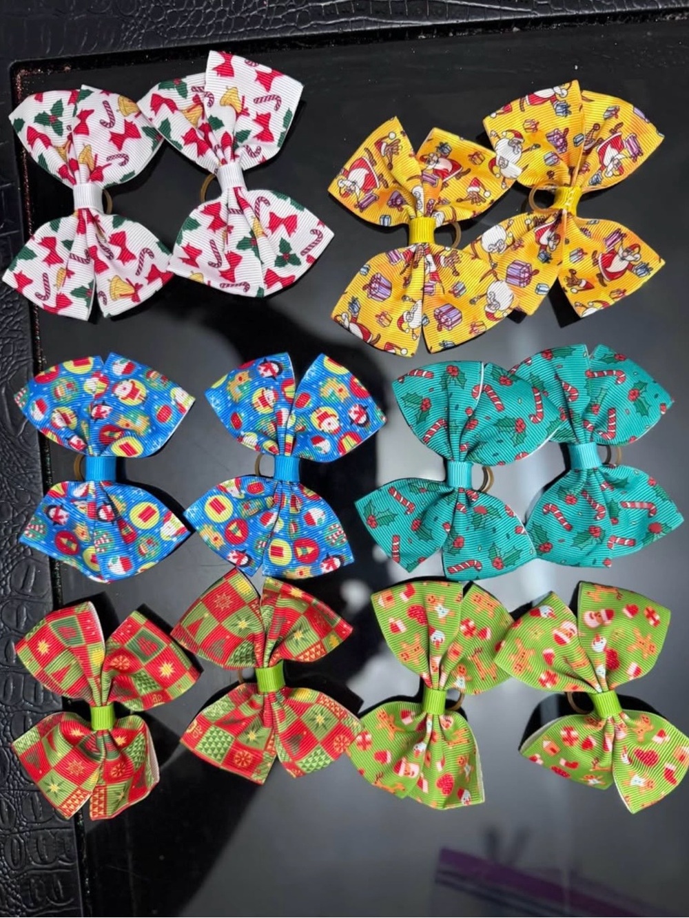 Holiday Pattern Pet Hair Bows - Assorted Colors